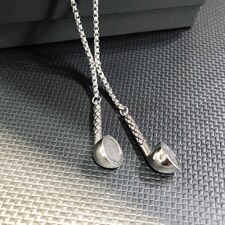 G1839欧美耳麦吊坠个性项链创意男士钛钢吊坠T恤链毛衣链配饰，项链，星座510A-2