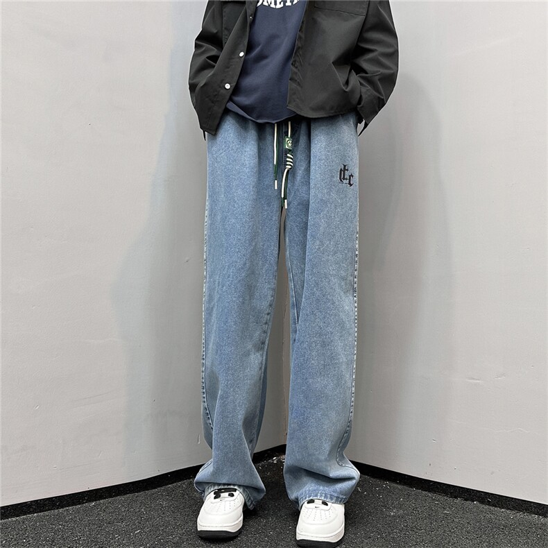 k1036-p48-控78M-5xl港风高阶黄泥黑暗宽松大码牛仔裤,男装牛仔裤,星座116