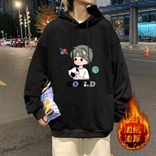 WY2207-P35加绒款-P40纯棉连帽卫衣男大码运动帽衫宽松薄外套男，男装卫衣，电商A040