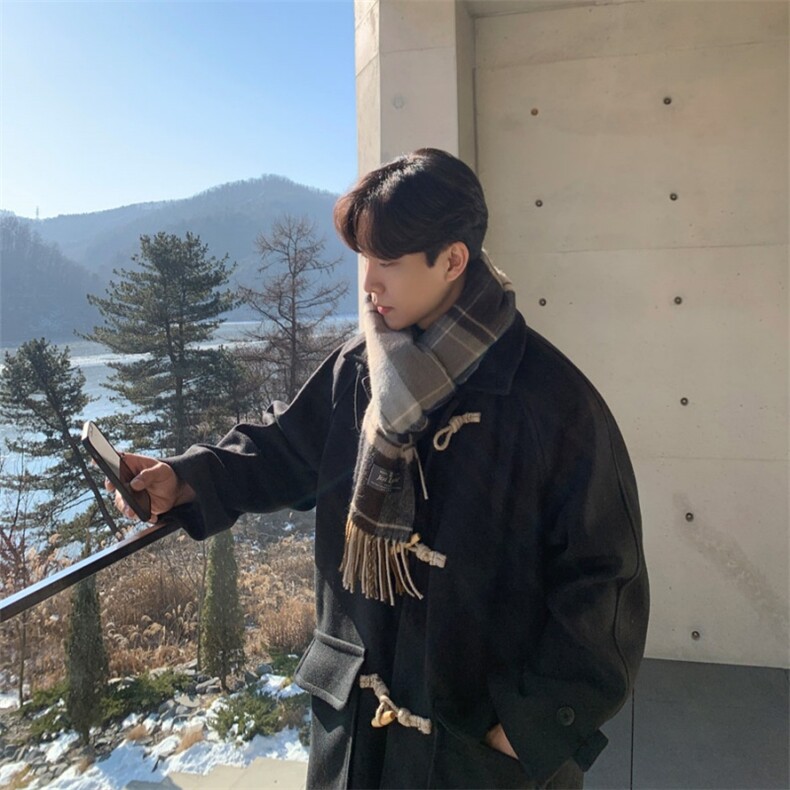 816B-DY1015-P145韩轻熟牛角扣呢子大衣男休闲外套,男装毛呢大衣,星座816B