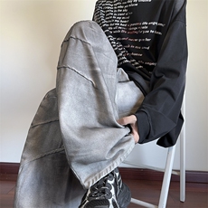 2024秋季新款美式高街做旧脏脏宽松牛仔裤B315-K137-特p45控88，男装牛仔裤，电商B315
