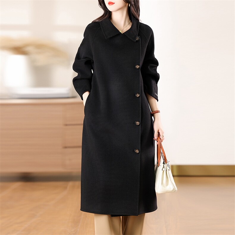 双面羊毛大衣女长款2024秋冬新款双面呢大衣休闲气质，女装双面呢大衣，众策羊绒