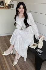 高级感蕾丝拼接不规则上衣套装2025夏季新款法式减龄半身裙两件套，女装套装/套裙，2C212