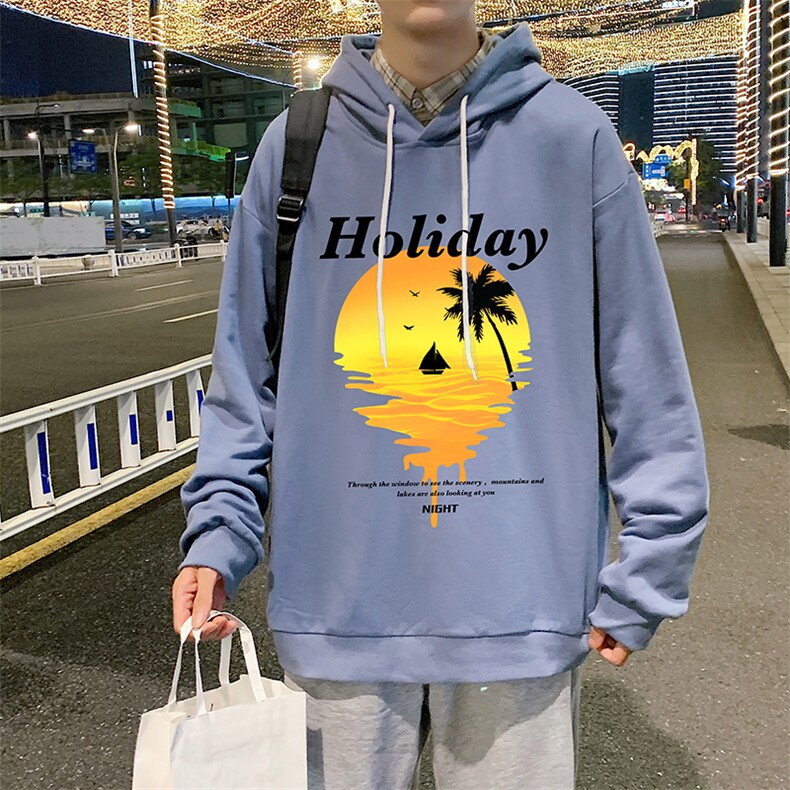 WY2266-P35纯棉连帽卫衣男大码运动帽衫宽松薄外套男,男装卫衣,电商A040