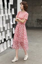 2021年新款夏款韩版T碎花半身裙时尚两件套，女装连衣裙，瑶迪依秀