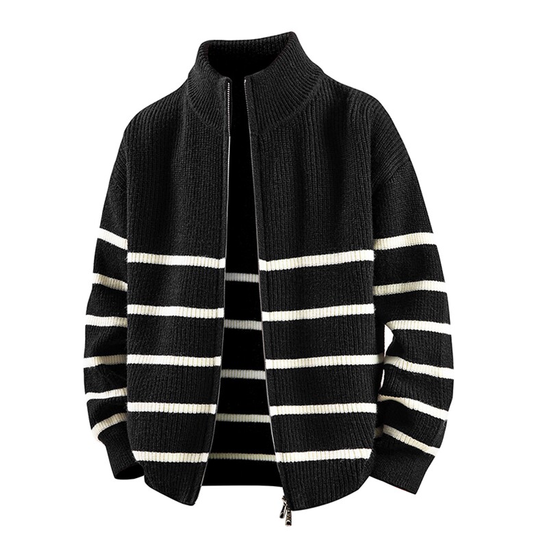 MK7492-CG-DP53条纹立领双拉链针织衫外套男士百搭毛衣针织衫，男装针织衫/毛衣，星座510A-3