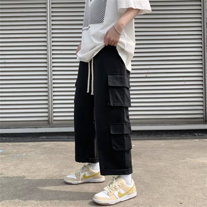 春秋新款港风ins多口袋工装裤男韩版宽松阔腿休闲裤K3991-P34,男装休闲裤,星座512-2
