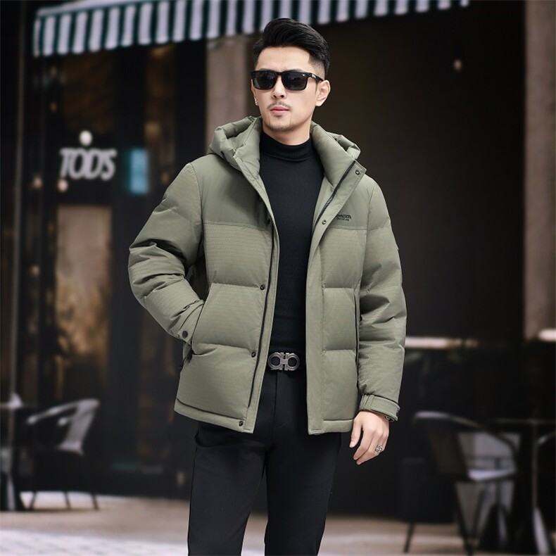 男装羽绒服YR8615新品主推！90绒子活帽雪*飞热销格纹提花面料图片