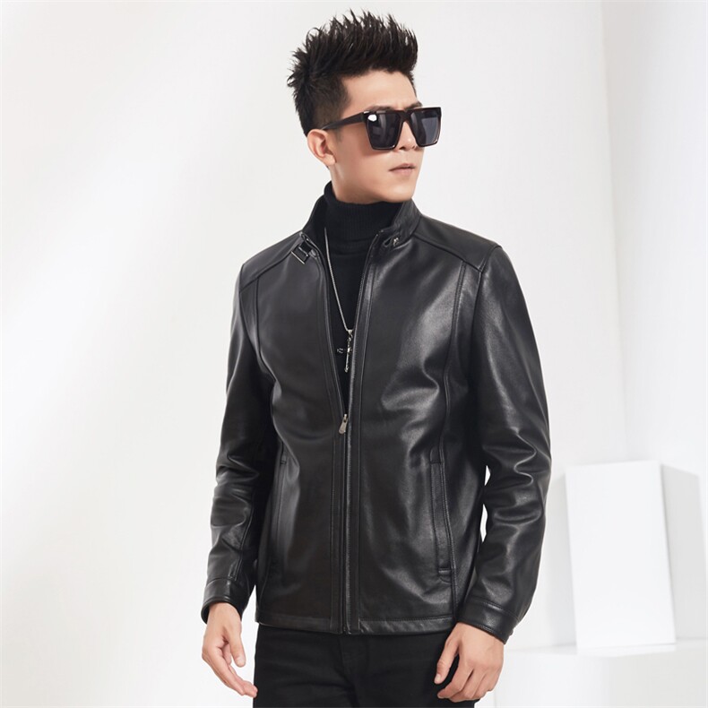2023秋冬新款皮衣男立领牛皮夹克韩版商务男装P600，男装皮衣，电商B360