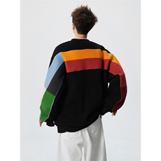 706-LK9999-P95现货春季男士痞帅拼色流苏设计圆领套头卫衣，男装卫衣，星座706