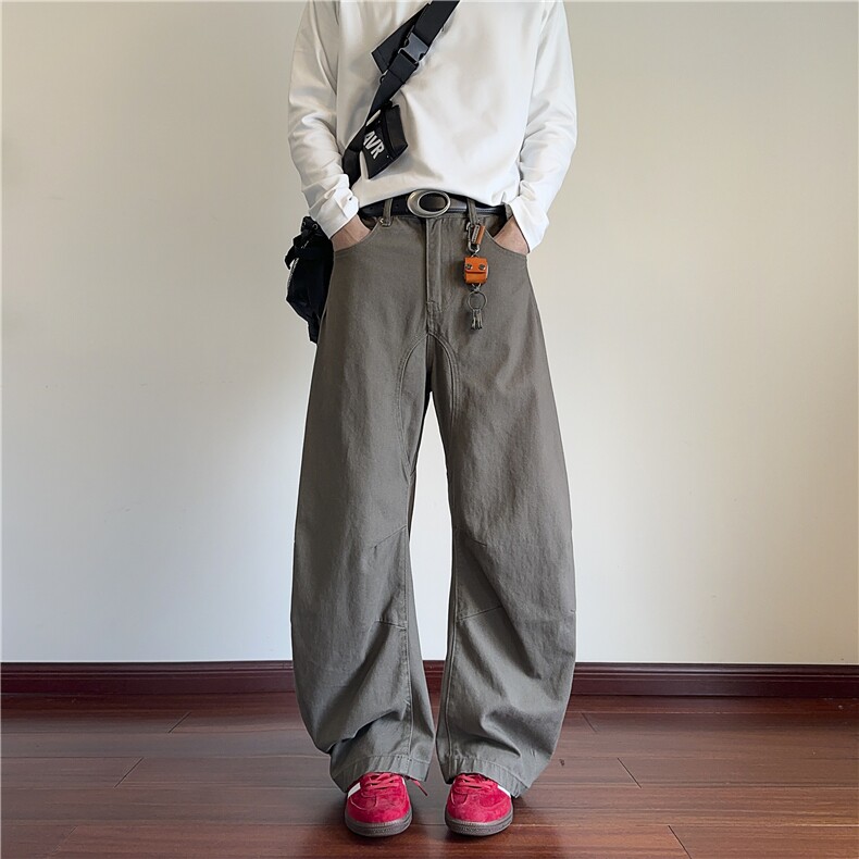 抖音品质秋季新款美式高街宽松弯刀休闲裤B315-K25602-p65控88,男装休闲裤,电商B315