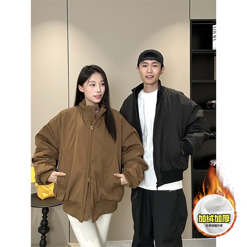 棉衣5W件现货冬季美拉德立领飞行夹克廓形高街棒球服加棉加厚外套，男装夹克，电商A486