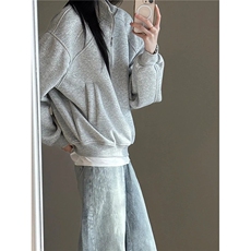 春季美式小众慵懒风套头卫衣男女宽松休闲百搭外套LT11133-P45，女装短外套，星座1008