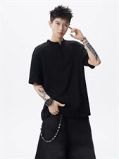 网图-高街痞帅夏季POLO衫正肩拼接男装短袖T恤大码上衣S430-特28，男装T恤，电商A233-1