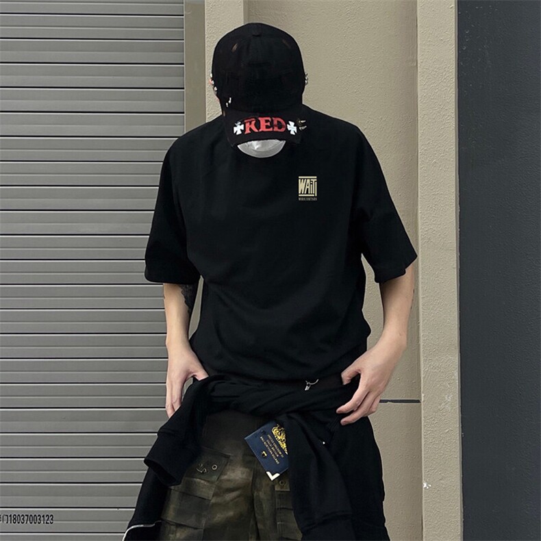 抖音得物品质夏季美式高街220克宽松纯棉潮牌印花短袖T恤MT30特15,男装T恤,电商A486-1