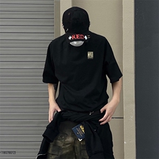 抖音得物品质夏季美式高街220克宽松纯棉潮牌印花短袖T恤MT30特15，男装T恤，电商A486-1