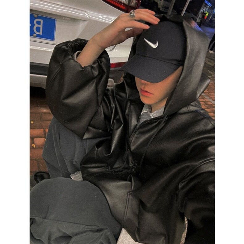 胸口刺绣logo春季常规皮夹克连帽短拉链双开皮衣J2507-P90,男装夹克,星座1213