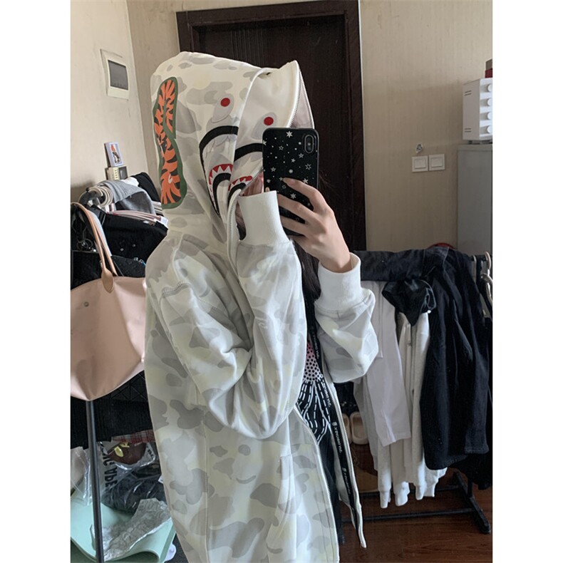 迷彩鲨鱼老虎头双帽卫衣男冬季开衫拉链连帽外套上衣W32,男装卫衣,星座1116A（原606A-3）