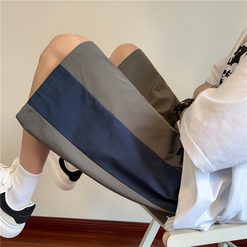 抖音品质夏季新款速干拼接撞色宽松短裤B315-K25504-特p25控48,男装牛仔裤,电商B315