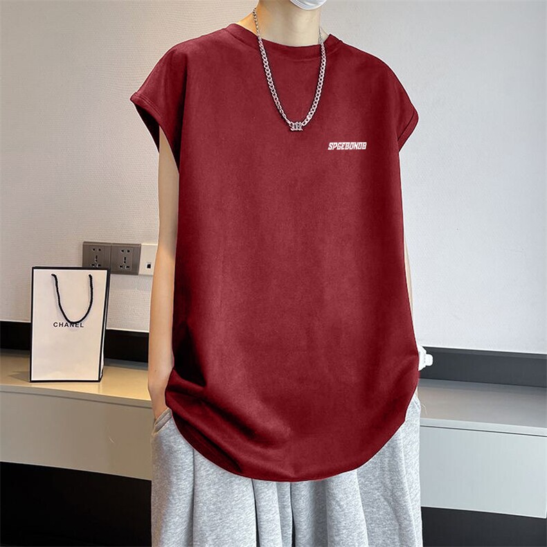 可设48小时发货支持抖音得物来样二开240克重磅美式麂皮绒背心t恤，男装背心/马甲，电商A486