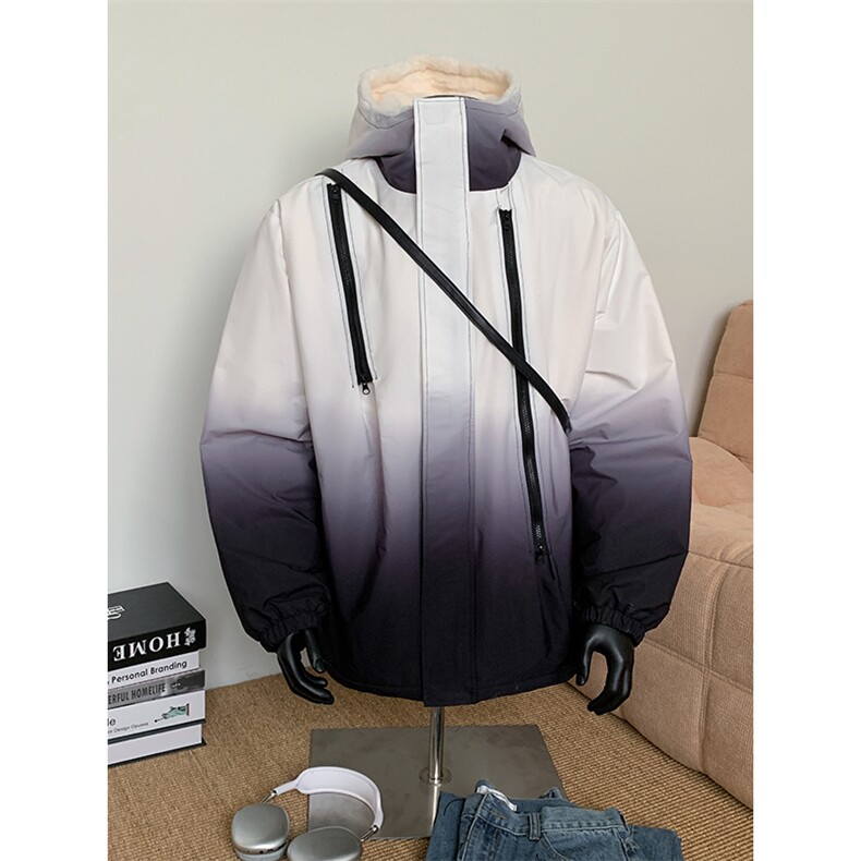 渐变三防户外冲锋衣内里600克仿兔毛潮牌棉衣XZ301AY08P128，男装夹克，星座301A