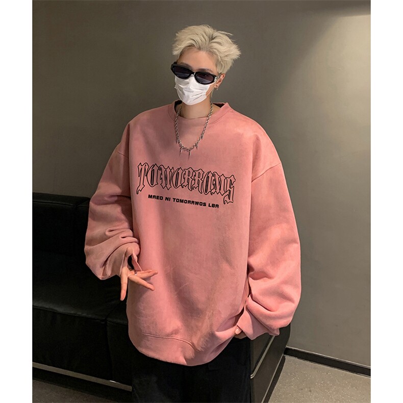 抖音得物供货提供视频秋冬重磅美式麂皮绒圆领卫衣JY350,男装卫衣,电商A486