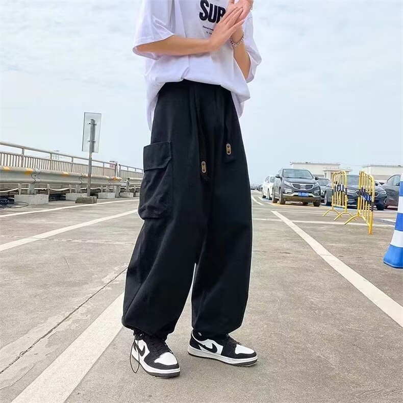 工装休闲裤男韩版潮流高街帅气春季2024新款ins直筒长裤K4947-P39,男装休闲裤,星座412-2