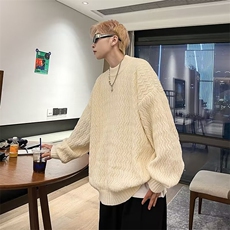 日系男情侣刺绣蘑菇圆领针织衫2024秋冬百搭学院风长袖M5629-P53，男装针织衫/毛衣，星座1109-3