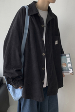 秋冬灯芯绒外套男长袖潮百搭港风保暖衬衫韩版加绒加厚H222/P65，男装衬衫，钱塘713