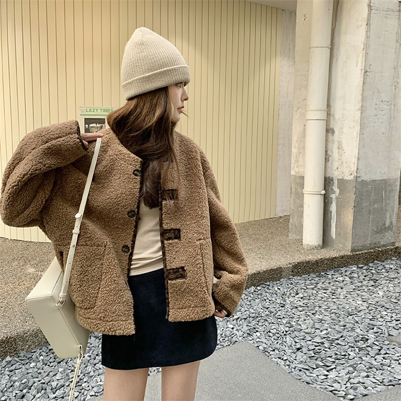 2024年冬季新款双面穿仿羊羔毛外套女0153,女装羊羔毛/颗粒绒,秋水欣儿