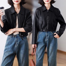 皮夹克短款外套女小个子春秋2024年新款高级感气质女装休闲PU皮衣，女装皮衣，江南女神