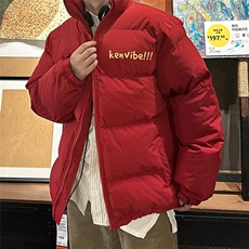 美式复古潮字母立领棉衣棉服男冬季加厚保暖情侣面包服外套W232，男装棉衣，星座506