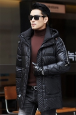 ZMS-M9815新款冬季男士白鸭绒羽绒服连帽保暖外套修身中长款大衣，男装羽绒服，电商B360