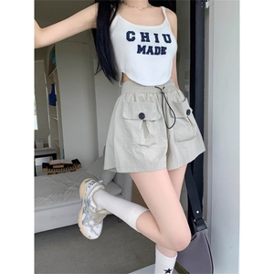 JK2506-p30 辣妹速干工装短裤女夏季大口袋抽绳A字休闲阔腿裤图片