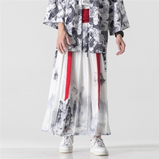 夏季风汉服古风宋裤仙气一片式裙裤百褶马面裙情侣K180/P75，男装民族服装，钱塘713