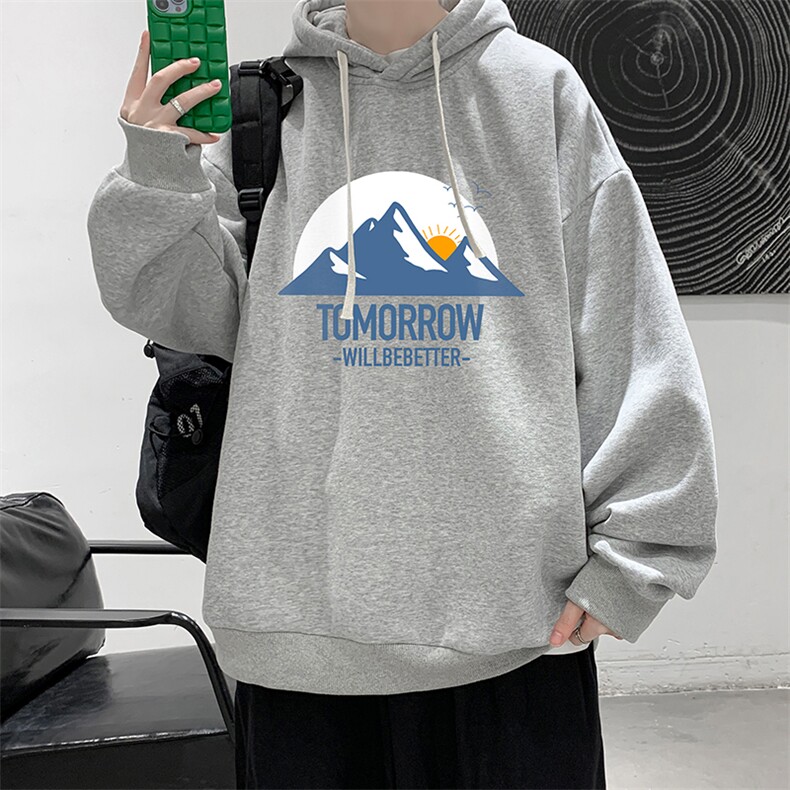 WY2235-P35加绒款-P40纯棉连帽卫衣男大码运动帽衫宽松薄外套男,男装卫衣,电商A040