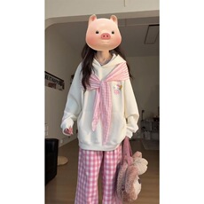 可爱猫咪蝴蝶结绑带连帽卫衣春秋季2026新款设计感小众外套，女装短外套，星座601-1