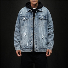 jk675-p75M-5XL黑墙ins牛仔夹克拉链破洞大码男日系CITYBOY，男装夹克，星座103A