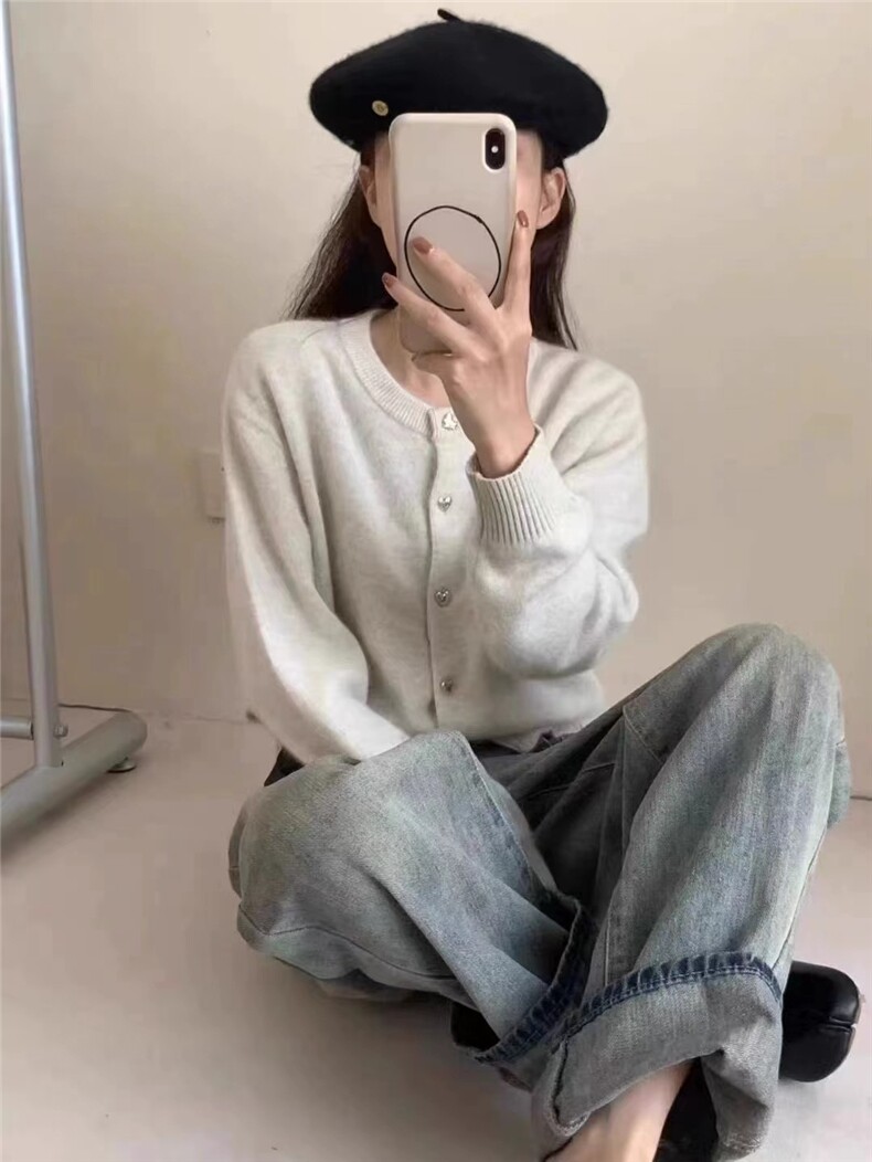 毛衣外套女春冬季新款慵懒风加厚针织开衫高级感,针织衫/毛衣,半城羊绒