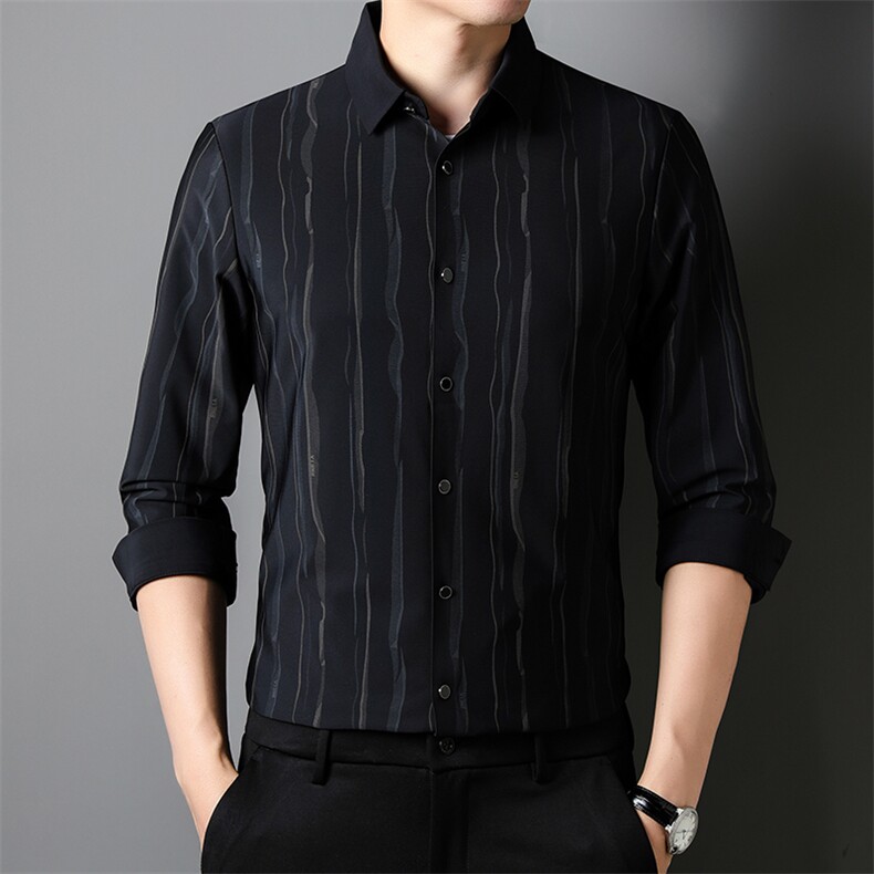 H60093钱塘2020-3秋装新款百搭时尚休闲简约中年男士长袖P83,男装衬衫,钱塘207-3