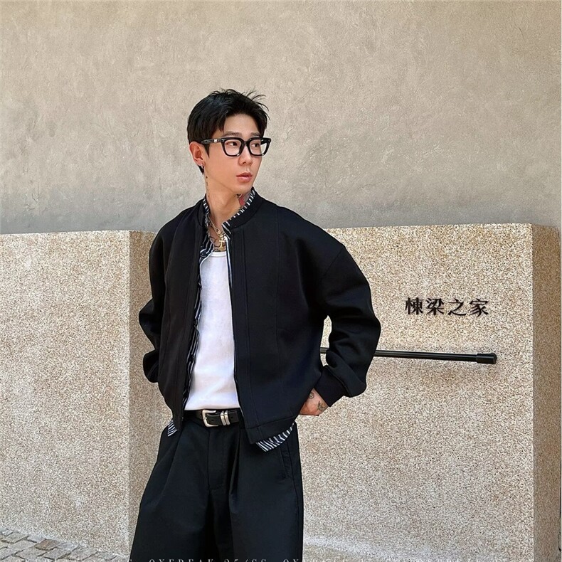 有货。假两件条纹拼接开衫卫衣男美式休闲外套W6948-P58,女装短外套,星座412-3