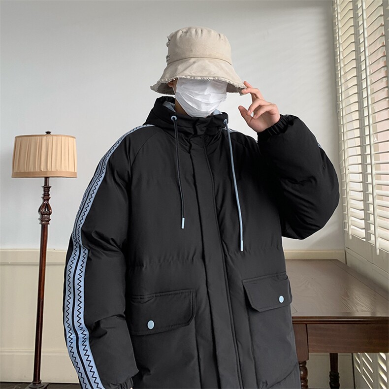 港风潮牌新款织带连帽棉服潮流保暖棉衣M086-P95控139,男装棉衣,星座717