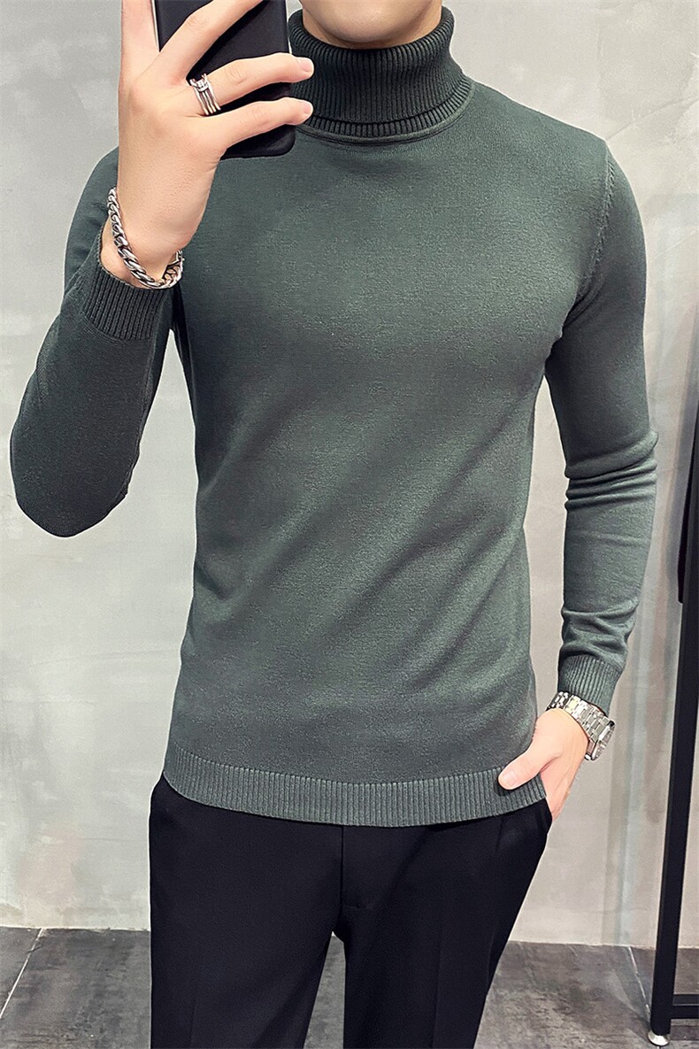 Y9022021秋冬男修身毛衣品质好库存足-高领基础款-黑色,男装针织衫/毛衣,电商A211