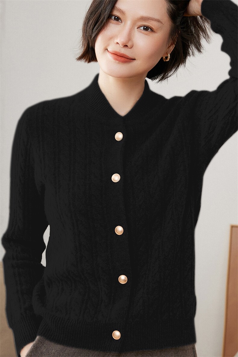 半高V领开衫2024年新款秋冬季女式35%羊绒衫,女装羊绒衫,绒又羊绒