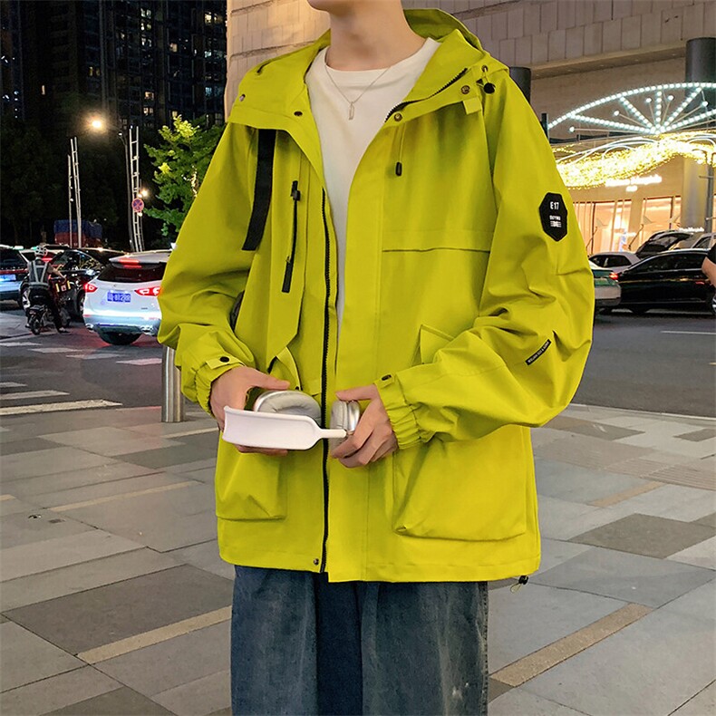 春秋户外冲锋衣男女同款防风防水连帽工装外套登山服夹克2481-P75，男装夹克，星座1403A