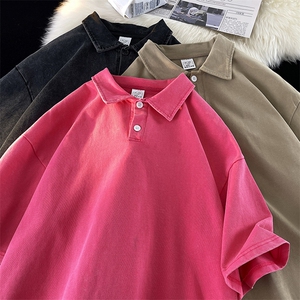 polo衫男夏季短袖t恤衣服高街潮牌潮流美式复古半袖XP77091-P45图片