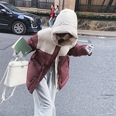 xian货撞色收腰连帽羽绒服90绒AD533-P310K488，女装羽绒服，2B187