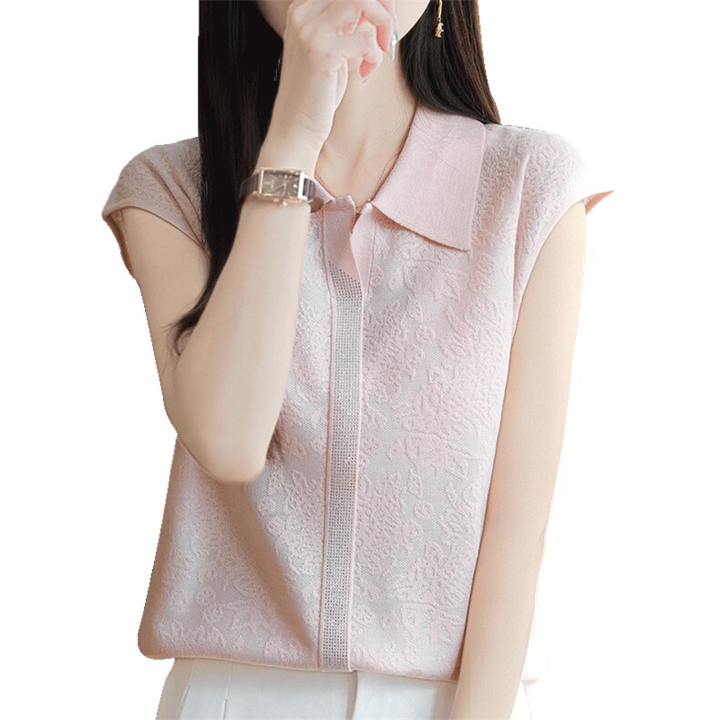 专柜品质~新款polo领小飞袖坎肩针织衫女薄款宽松显瘦百搭上衣,女装背心吊带,尚雪电商供货