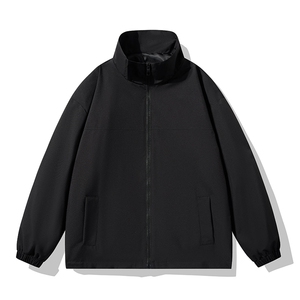 户外撞色翻领冲锋衣情侣外套防风登山服夹克男平铺YHJK8827-P50,浅杏色尖头靴子搭配图片