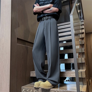 垂坠感西装裤子男士2025潮牌港风潮流宽松直筒休闲西裤Q819-P40图片